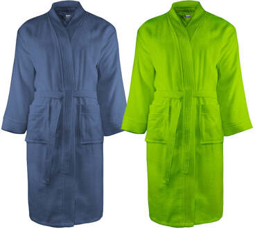 The One Towelling Luxe Badjas - 100% Katoen - Dekbed-Discounter.nl Denim - S/M