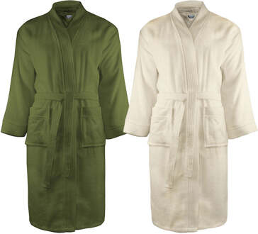 The One Towelling Luxe Badjas - 100% Katoen - Dekbed-Discounter.nl Olijfgroen - S/M