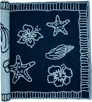 The One Towelling Strandhanddoek Hawaii 90 X 190 Cm Navy Blauw/licht Blauw