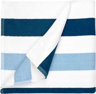 The One Towelling Strandhanddoek Stripe 90 x 190 cm Navy Blauw/Licht Blauw