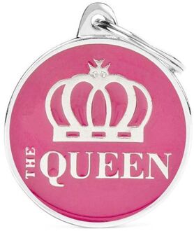 The Queen - Hondenpenning - Roze - L - 32x37 mm