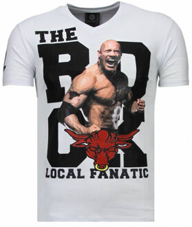 The Rock - Rhinestone T-shirt - Wit - Maten: XXL