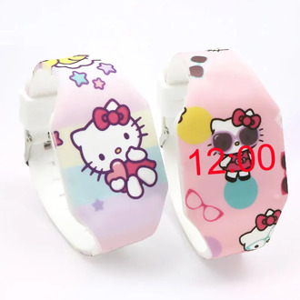 The Silicone Luminous Electronic Children Watch KT Cat LED Conjoined Kids Watches