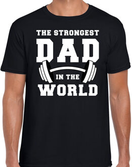 The strongest dad in the world cadeau t-shirt zwart voor heren - Vaderdag M