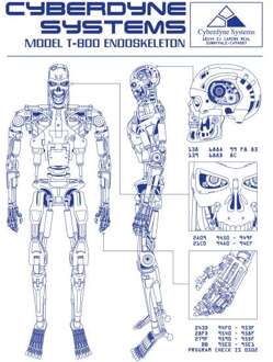The Terminator T-800 Schematic Unisex T-Shirt - White - 3XL