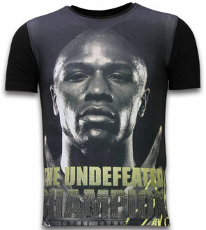 The Undefeated Champion - Digital Rhinestone T-shirt - Zwart - Maten: M