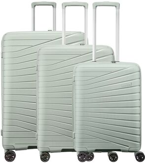 The Vibe 3delige Kofferset S/M/L groen hardcase koffer - H 75 x B 50 x D 33 cm