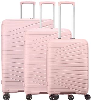 The Vibe 3delige Kofferset S/M/L roze hardcase koffer - H 75 x B 50 x D 33 cm