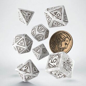 The Witcher Dice Set - Geralt - De Witte Wolf (7 stuks + munt) Multikleur