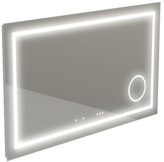 Thebalux Type I spiegel 120x75cm Rechthoek met verlichting, bluetooth en spiegelverwarming incl vergrotende spiegel led aluminium 4SP120020