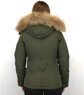 TheBrand Korte winterjas met bontkraag Groen