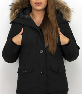TheBrand Korte winterjas met bontkraag Zwart - XL