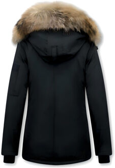 TheBrand Korte winterjas met bontkraag Zwart