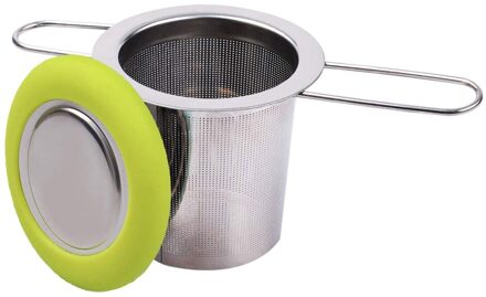 Thee Filter Zeef Theepotten Cups Mokken Silicone Thee Infuser Deksel Opvouwbare Handvat Thee Filter Theepot Keuken Accessoires groen