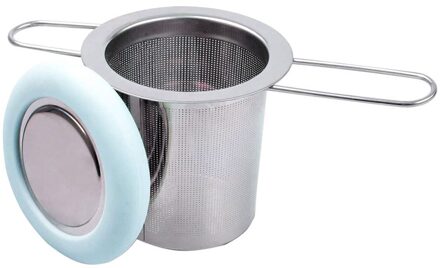 Thee Filter Zeef Theepotten Cups Mokken Silicone Thee Infuser Deksel Opvouwbare Handvat Thee Filter Theepot Keuken Accessoires Little blauw