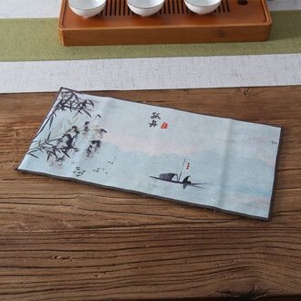 Thee Handdoek Zen Geschilderd Fluwelen Absorberende Thee Doek Kleine Thee Mat Theepot Hittebestendige Mat Thee Art Theeceremonie Accessoires Guzhou