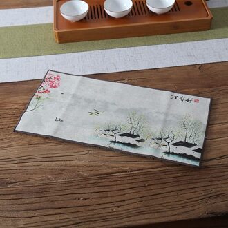 Thee Handdoek Zen Geschilderd Fluwelen Absorberende Thee Doek Kleine Thee Mat Theepot Hittebestendige Mat Thee Art Theeceremonie Accessoires Jiangnan