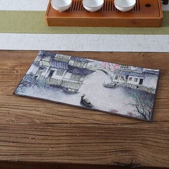 Thee Handdoek Zen Geschilderd Fluwelen Absorberende Thee Doek Kleine Thee Mat Theepot Hittebestendige Mat Thee Art Theeceremonie Accessoires Old huis
