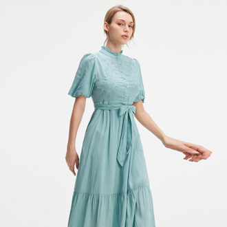 Thee -jurk met gelaagde ruches Blauw