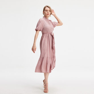 Thee -jurk met gelaagde ruches - maat Roze