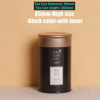 Thee Kan Reizen Draagbare Bloem Thee Verpakking Verzegelde Blikken Metalen Trompet Creatieve Zwarte Thee Kleine Thee Blikjes Blikken Doos 85mm-H-B -W inner