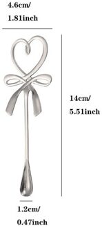Thee Koffie Mengen Lepel Mini Hart Liefde Strik Lepel Lange Steel Bestek Koffie Drinken Gereedschap Keuken Valentijnsdag zilver