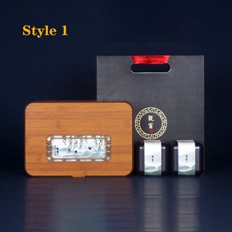 Thee Koffie Universele Opslag Geschenkdoos Bamboe Patroon Stiksels Verpakking Ingebouwde Blik Afgesloten Pot stijl 1