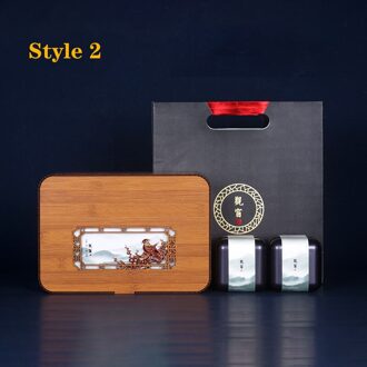 Thee Koffie Universele Opslag Geschenkdoos Bamboe Patroon Stiksels Verpakking Ingebouwde Blik Afgesloten Pot stijl 2