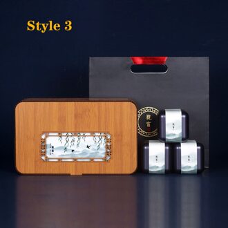 Thee Koffie Universele Opslag Geschenkdoos Bamboe Patroon Stiksels Verpakking Ingebouwde Blik Afgesloten Pot stijl 3