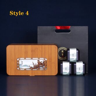 Thee Koffie Universele Opslag Geschenkdoos Bamboe Patroon Stiksels Verpakking Ingebouwde Blik Afgesloten Pot stijl 4