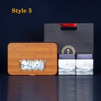 Thee Koffie Universele Opslag Geschenkdoos Bamboe Patroon Stiksels Verpakking Ingebouwde Blik Afgesloten Pot stijl 5