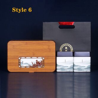 Thee Koffie Universele Opslag Geschenkdoos Bamboe Patroon Stiksels Verpakking Ingebouwde Blik Afgesloten Pot stijl 6