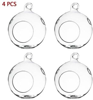 Thee Licht Houder Globe Vorm Ronde Clear Opknoping Kaars Kaars Houder Glas Sappige Stijl Kandelaar Dia.6CM 4stk