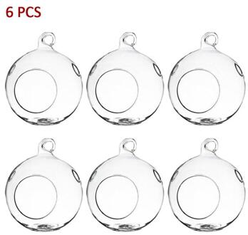 Thee Licht Houder Globe Vorm Ronde Clear Opknoping Kaars Kaars Houder Glas Sappige Stijl Kandelaar Dia.6CM 6stk