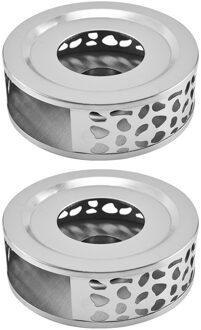 Thee Warmer-Rvs Theepot Warmer Met Thee Licht Kaars Voor Glazen Theepot En Andere Heatproof Schotel Warming Gebruik
