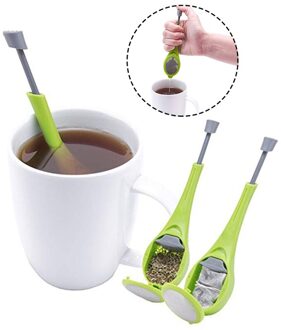 Thee Zetgroep Filter Theezeefje Ingebouwde plunger theezakje Gezonde Plastic Thee & Koffie Zeef Meten Swirl Steile Roer & druk