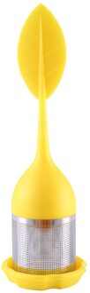 Thee Zetgroep Rvs Ball Leaf Theezeefje Voor Brouwen Apparaat Herbal Spice Filter Met Siliconen Handvat L * 5 geel
