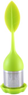 Thee Zetgroep Rvs Ball Leaf Theezeefje Voor Brouwen Apparaat Herbal Spice Filter Met Siliconen Handvat L * 5 groen