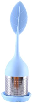 Thee Zetgroep Rvs Ball Leaf Theezeefje Voor Brouwen Apparaat Herbal Spice Filter Met Siliconen Handvat L * 5 licht blauw
