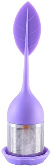 Thee Zetgroep Rvs Ball Leaf Theezeefje Voor Brouwen Apparaat Herbal Spice Filter Met Siliconen Handvat L * 5 Paars