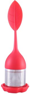 Thee Zetgroep Rvs Ball Leaf Theezeefje Voor Brouwen Apparaat Herbal Spice Filter Met Siliconen Handvat L * 5 Rood
