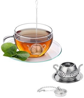 Thee Zetgroep Staal Losse Theepot Vorm Thee Leaf Infuser Met Lade Handig Spice Drinken Zeef Kruiden Filter Drinkware Gereedschap
