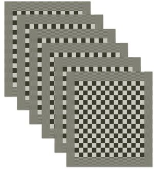 theedoek Barbeque - 60x65 cm - Set van 6 - Zwart