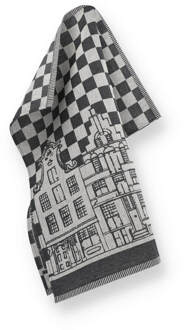 Theedoek Canal Houses Zwart - 65x65 cm