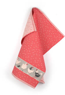 Theedoek Chickens Rood - 65x65 cm