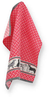 Theedoek Dogs Rood - 65x65 cm