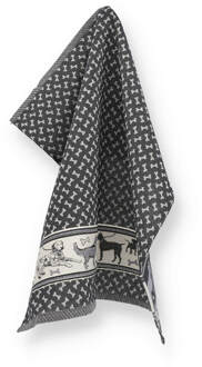 Theedoek Dogs Zwart - 65x65 cm