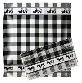 Theedoekenset - 6 Stuks - Cow Block Zwart
