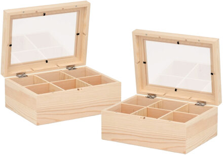Theedoos - 2x - blanco - 22 cm - hout - houten kistje versieren - hobby