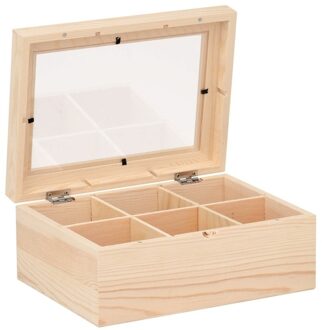 Theedoos - blanco - 22 cm - hout - houten kistje versieren - hobby Bruin